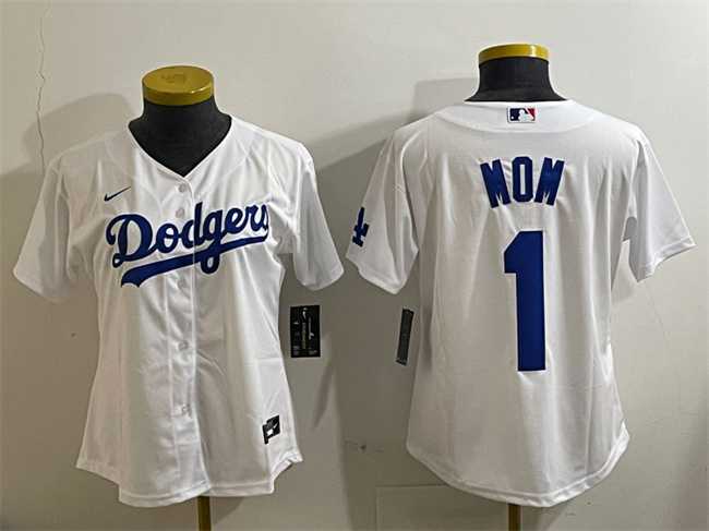 Womens Los Angeles Dodgers #1 Mom White Cool Base Stitched Jersey